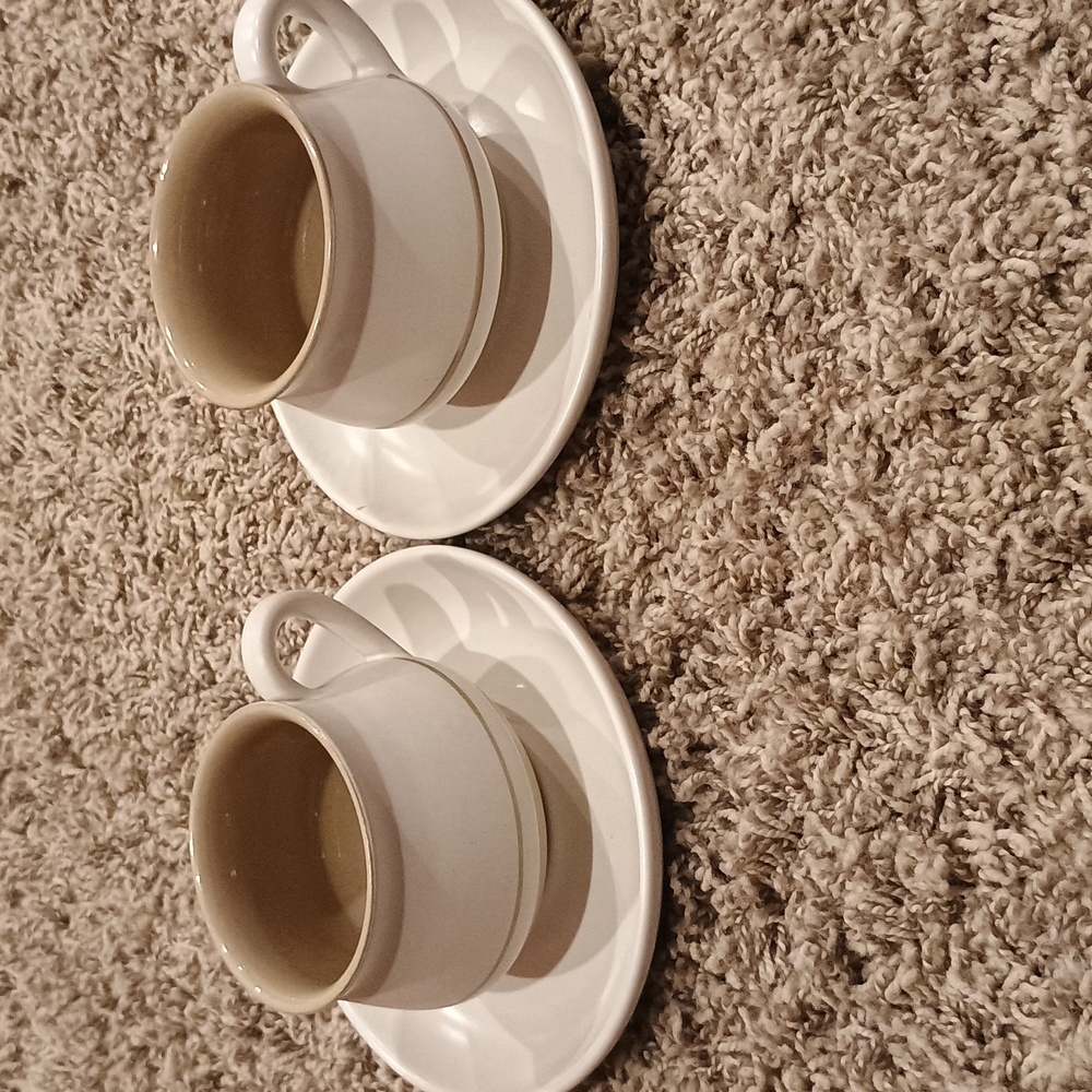 Vintage Denby Stoneware 2 cups and 2 saucers